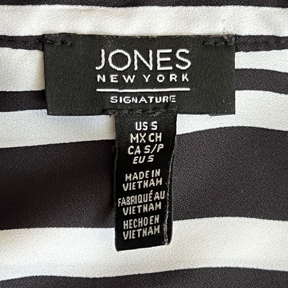 Jones New York‎ Blouse Button Down Top Shirt Womens Collar Office Strip Sz Small - Picture 7 of 9